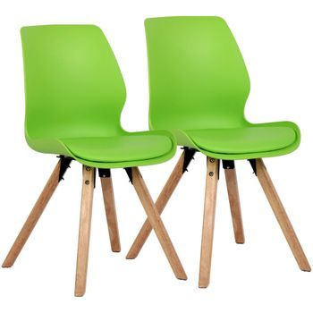 Set De 2 Sillas De Comedor Luna Plástico Verde 58x48x87 Cm Clp