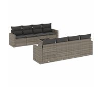 vidaxl set de muebles de jardin 9 pzas y cojines ratan sintetico gris