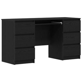 Escritorio Roble Negro Madera De Ingeniería 140 X 50 X 76 Cm Vidaxl