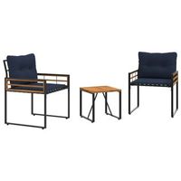 juego de muebles de exterior con cojin 3 piezas  mobiliario de jardin azul marino