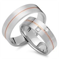 alianzas 14 quilates oro rojo-blanco 2 diamantes
