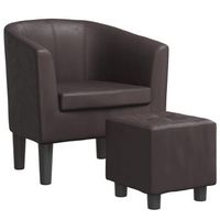 sillon de salon  silla  sillon con taburete cuero sintetico marron