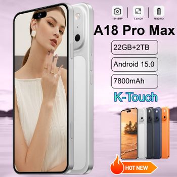 K-Touch NUEVO Smartphone Android 5G para A18 Pro Max, Teléfonos Móviles Inteligentes, Doble SIM, 22G+2TB, Pantalla HD de 7.3 Pulgadas, Desbloqueo Facial, 16+48MP, 4G 5G, Doble SIM, Batería de 7800mAh,