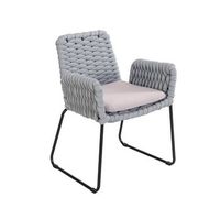 silla de jardin con reposabrazos de mimbre balero gris claro - lote de 1