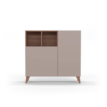 Zapatero melamina nogal puertas arena 87x90x27 cm