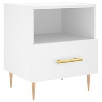 mesita de noche 35x40x475 cm madera trabajada y hierro - blanco
