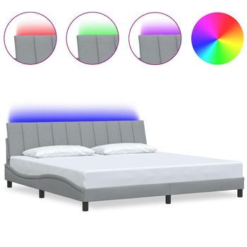 Estructura De Cama Sin Colchón Hanko Tela Gris Claro 200x200 Cm Vidaxl