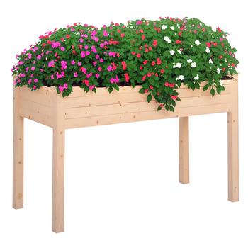 Outsunny Huerto Urbano Elevado Mesa de Cultivo de Madera con Tela no Tejida para Cultivos Plantas Flores 122,5x56,5x76 cm Natural   Aosom España