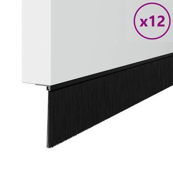 Sellos De Cepillo De Puerta Atornillables 12 Uds. Negro 100 Cm Vidaxl
