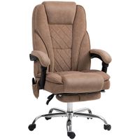 vinsetto silla ergonomica de oficina con funcion de masaje reposapies giratoria con ruedas marron