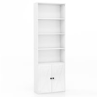 costway libreria estanteria con 2 puertas 6 estantes y armario estante ajustable librero independiente para salon oficina 60 x 24 x 180 cm blanco