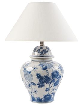 Lámpara de mesa  porcelana blanco azul