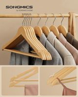20 perchas antideslizantes de madera maciza de color amarillo y beige