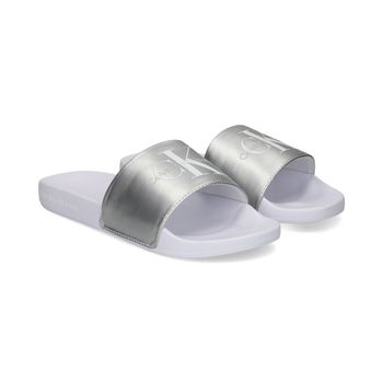 Calvin Klein Sandalias Planas Mujer - Plata Talla 41