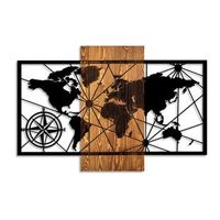 decoracion pared de madera mapamundi 3-m nogal negro 84x57 cm