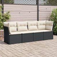 conjunto de sofas jardin 4 uds  mueble jardin mesa y sillas con cojines ratan sintetico negro cfw611412
