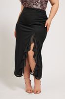 yours london falda negra con abertura y volantes mujer curvy y tallas grandes yours london