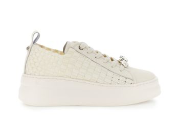 zapatillas deportivas en piel revestida y grosgrain tejido off white 37