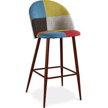 Taburete Tapizado En Patchwork - Estilo Escandinavo - Simona Multicolores