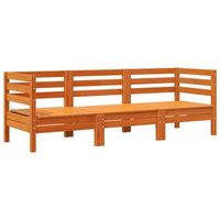 sofa de jardin de 3 plazas  sofa de exterior madera maciza de pino marron cera
