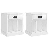 pack 2 uds mesitas de noche  mesa auxiliar  mesilla blanco brillante 43x36x50 cm