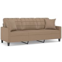 sofa de 3 plazas  sofa de salon  sofa de descanso con cojines cuero sintetico capuchino 180 cm