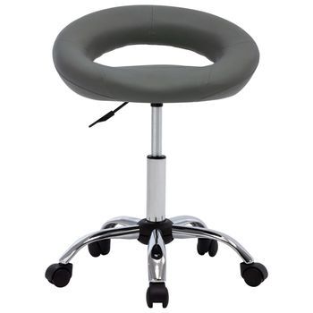 Silla De Trabajo Con Ruedas Cuero Sintético Gris