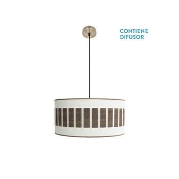 Colgante Ivanna 2xe27 Cuero/blanco-madera Oscura Regx50x50 Cm