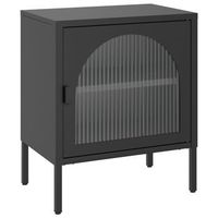 mesita de noche  mesa auxiliar  mesilla vidrio y acero negro 50x35x60 cm
