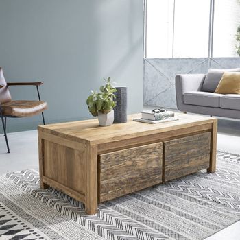 Mesa baja de teca maciza reciclada