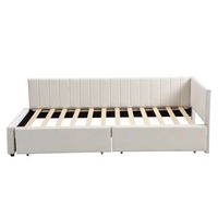 sofa cama tapizado en terciopelo 90x200cm con 2 cajones grandes y somier de laminas blanco