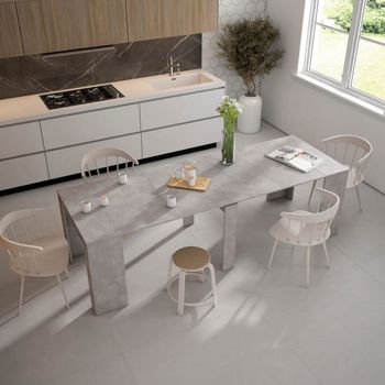 Consola extensible efecto madera cemento 262x90x77cm