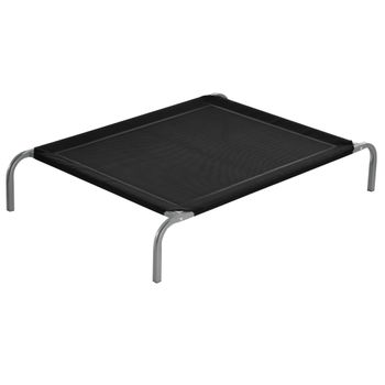 PawHut Cama Elevada para Perros 110x75x20 cm con Marco de Acero para Interior Exterior Negro
