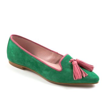 Slipper ante verde y rosa