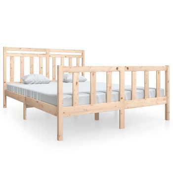 Estructura De Cama De Madera Maciza 160x200 Cm Vidaxl