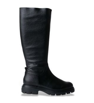 Wonders para mujer. A-4305 Botas de Piel Bones 04 negro (38), Plano, 1 a 3cm, Cremallera, Casual