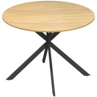 homcom mesa de comedor redonda para 4 personas mesa de cocina estilo industrial con patas de acero para comedor cocina roble   aosom espana