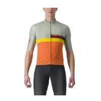 maillot castelli a blocco manga corta verde naranja talla s