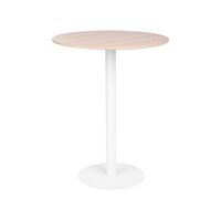 mesa alta de bar con base de metal y tablero de mdf 80 x 80 cm cocina marron claro y blanco morella