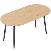 homcom mesa de comedor extensible ovalada para 4-6 personas con patas de hierro y bordes redondeados estilo rustico roble    aosom espana