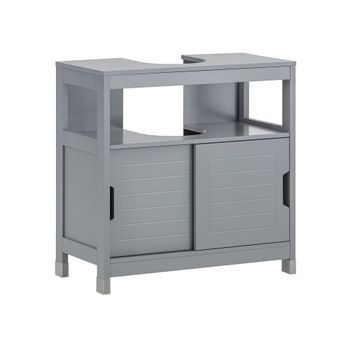 Mueble para debajo del lavabo con 2 puertas correderas mdf gris