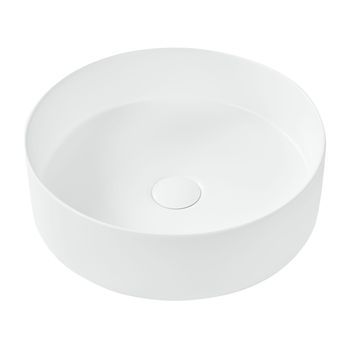 Lavabo Sobre Encimera De Cerámica Baño Redondo Blanco Mate ⌀ 40 Cm Tebar