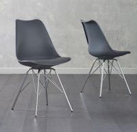celine dark grey faux leather chrome leg dining chairs - dark grey