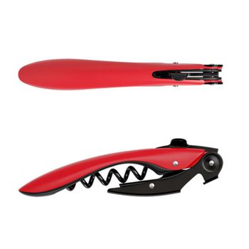 Sacacorchos de doble palanca de alta tecnología rojo acero inoxidable