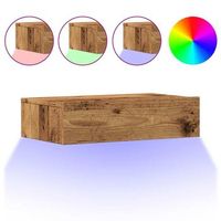 2 uds muebles tv  mueble de salon  mesa de tv con luces led madera envejecida 60x35x15  5 cm