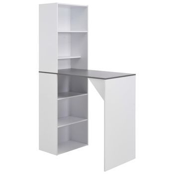 Mesa Alta De Bar Con Armario Blanca 115x59x200 Cm Vidaxl