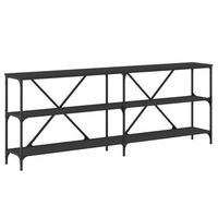 mesa consola hierro y madera de ingenieria negro 200x30x75 cm vidaxl