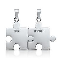 colgante acero inoxidable pieza puzzle plata-plata