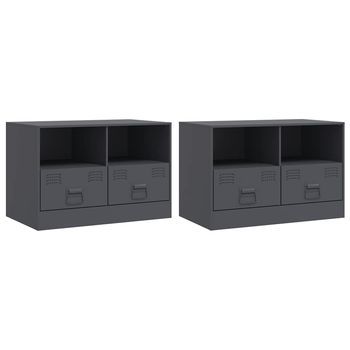 Muebles Para Tv | Mueble De Salón | Gabinete De Tv 2 Unidades Acero Gris Antracita 67x39x44 Cm