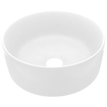 Lavabo De Baño Moderno | Lavabo De Lujo Redondo Cerámica Blanco Mate 40x15 Cm